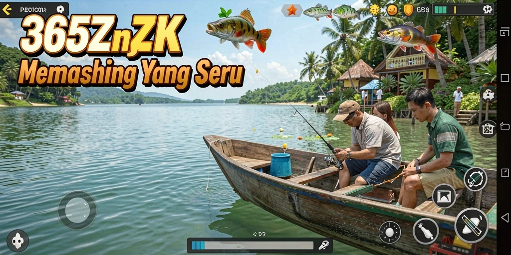 Tampilan gameplay 365ZK yang menampilkan aksi memancing yang mendebarkan.