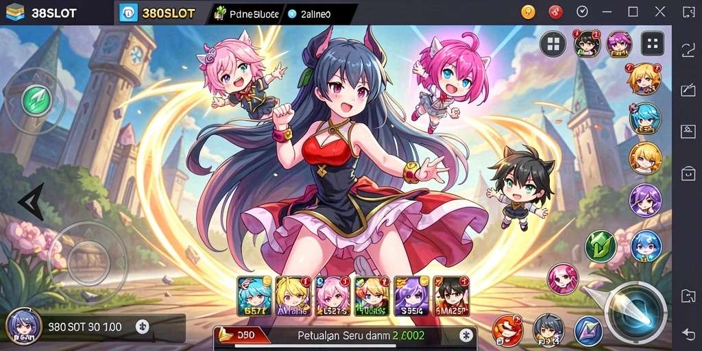 Tampilan gameplay seru di 380SLOT dengan grafik anime yang menarik.