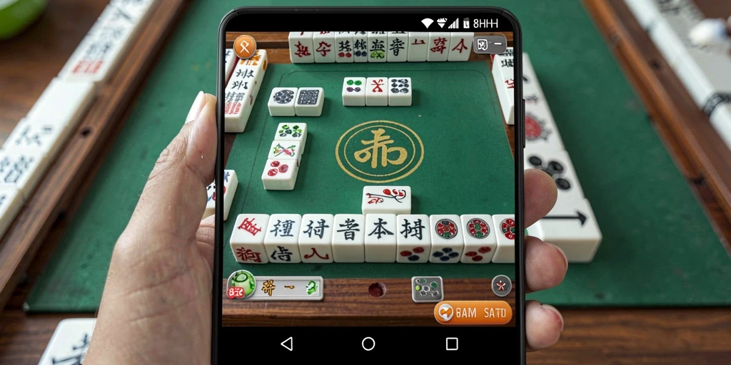 Tampilan gameplay menarik dari 8HHH dengan desain ubin Mahjong.