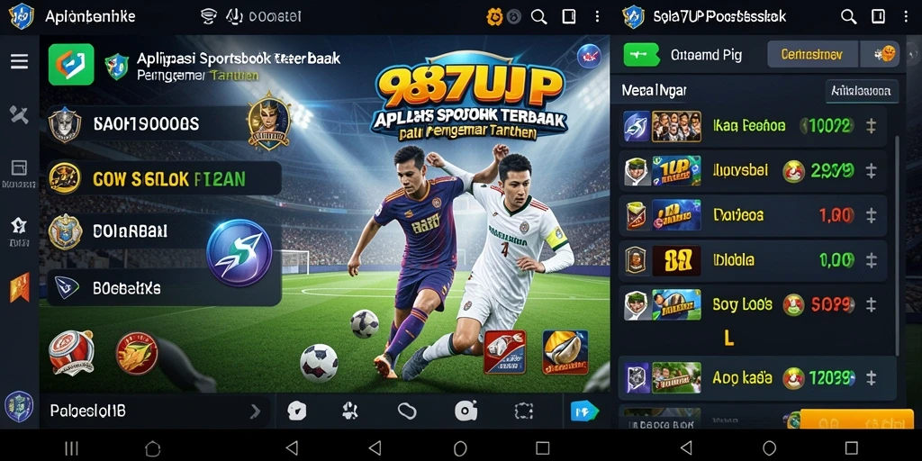 Screenshot 987UP menampilkan antarmuka taruhan olahraga yang menarik.