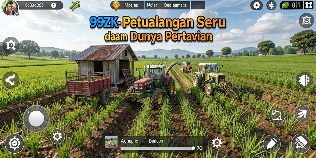 Tampilan gameplay menarik dalam 99ZK dengan kebun yang indah.