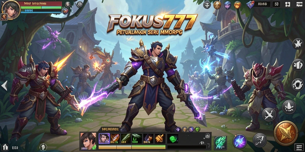 Gameplay FOKUS777 menampilkan aksi pertempuran seru di dunia MMORPG.
