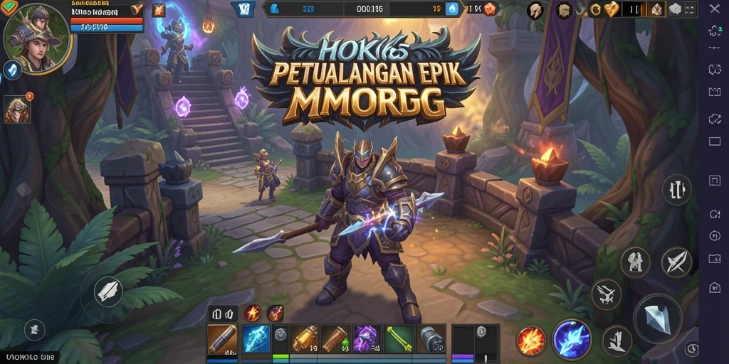 Screenshot utama HOKI65 menampilkan aksi pertarungan seru di dunia MMORPG.