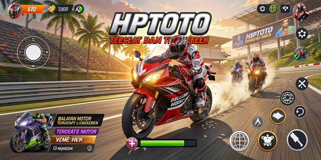 Tangkapan layar HPTOTO menampilkan aksi balapan motor yang mendebarkan.