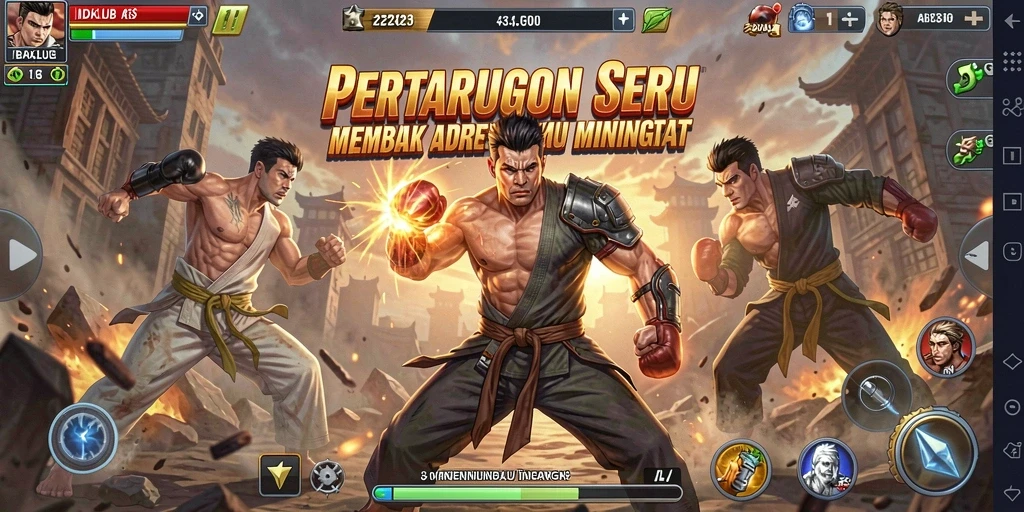 Tangkapan layar gameplay pertarungan mendebarkan di IDKLUB.