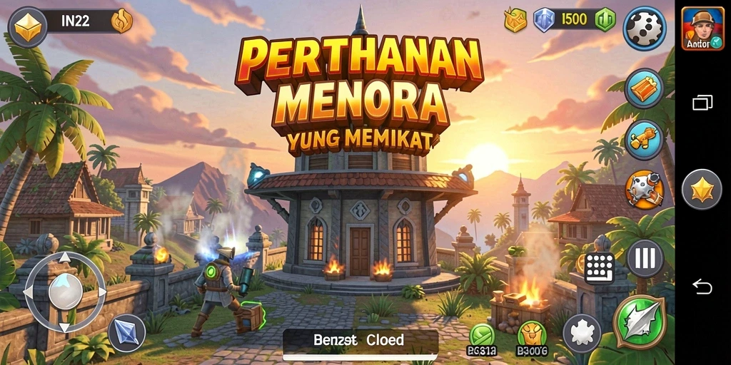 Screenshot IN22 menampilkan seru dan strategisnya permainan Tower Defense.