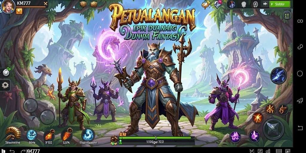 Tampilan gameplay dari KM777 yang memukau dan penuh aksi RPG.