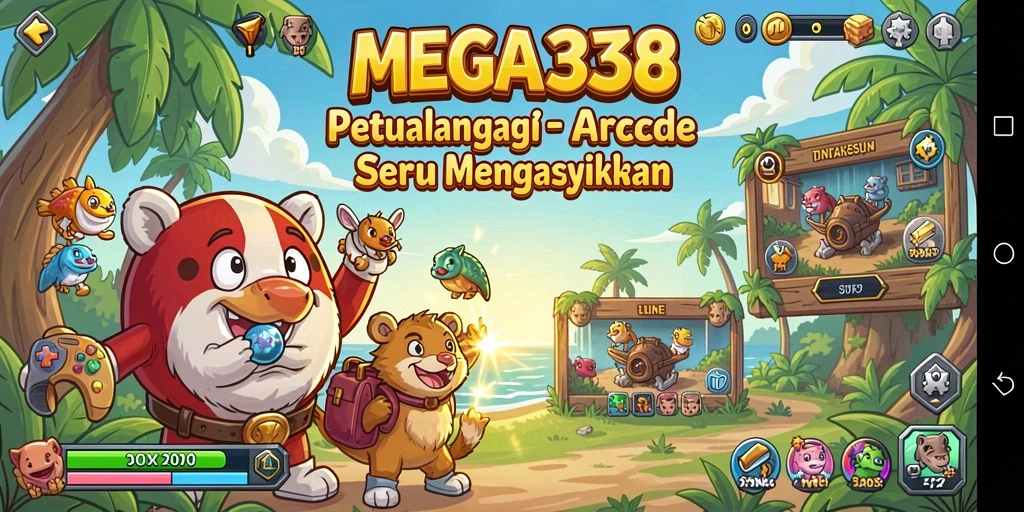 Screenshot MEGA338 menunjukkan karakter bergerak cepat dalam dunia yang penuh warna.