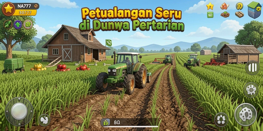 Screenshot gameplay NA777 yang menunjukkan aktivitas bertani yang seru dan interaktif.