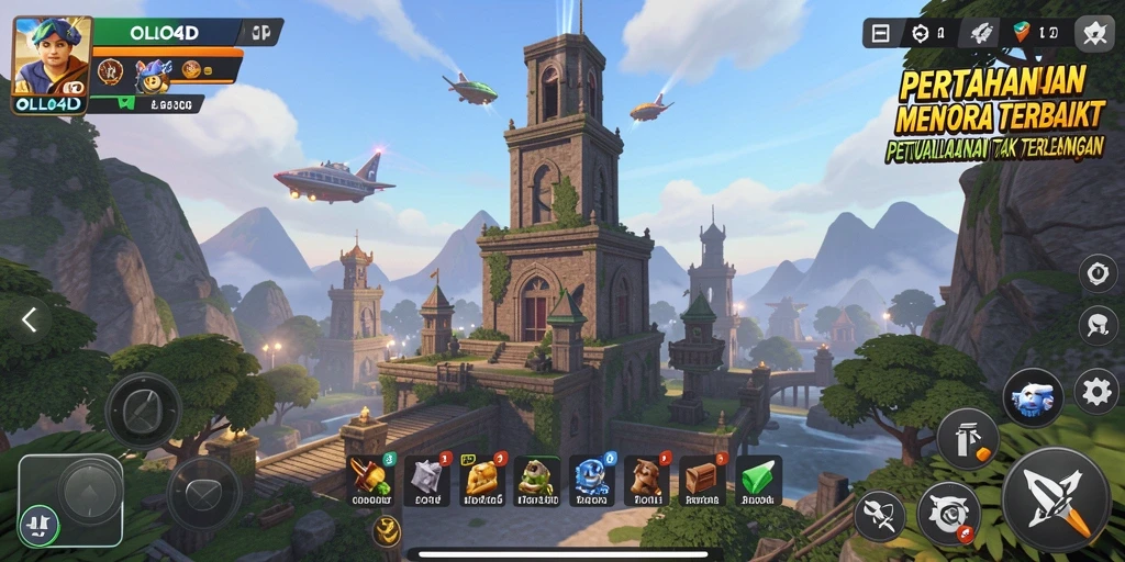 Tampilan menawan dari gameplay Tower Defense yang menantang.