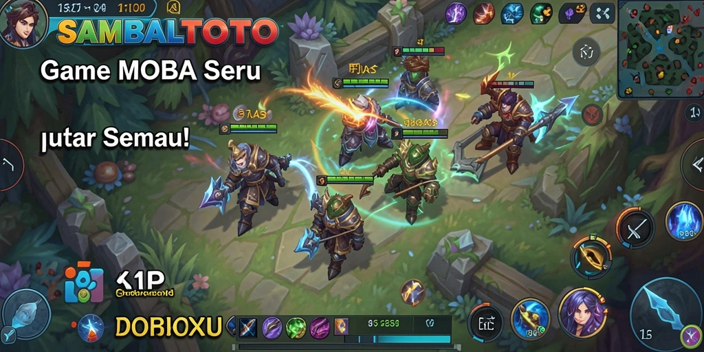 Tampilkan gameplay seru dalam pertempuran MOBA.