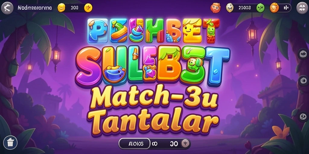 Tampilan gameplay SULEBET dengan elemen Match-3 yang berwarna-warni.
