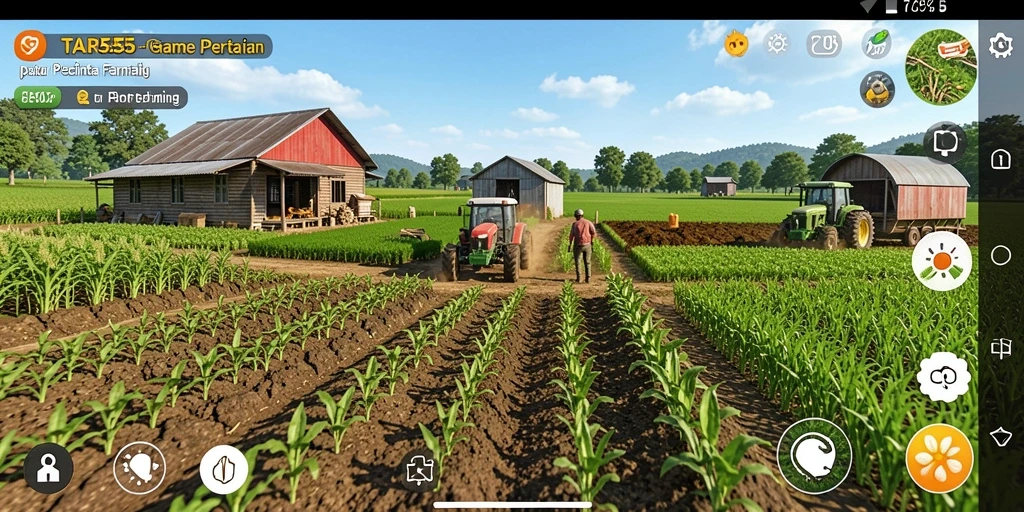 Gameplay TAR555 yang seru dan penuh warna dalam dunia pertanian.